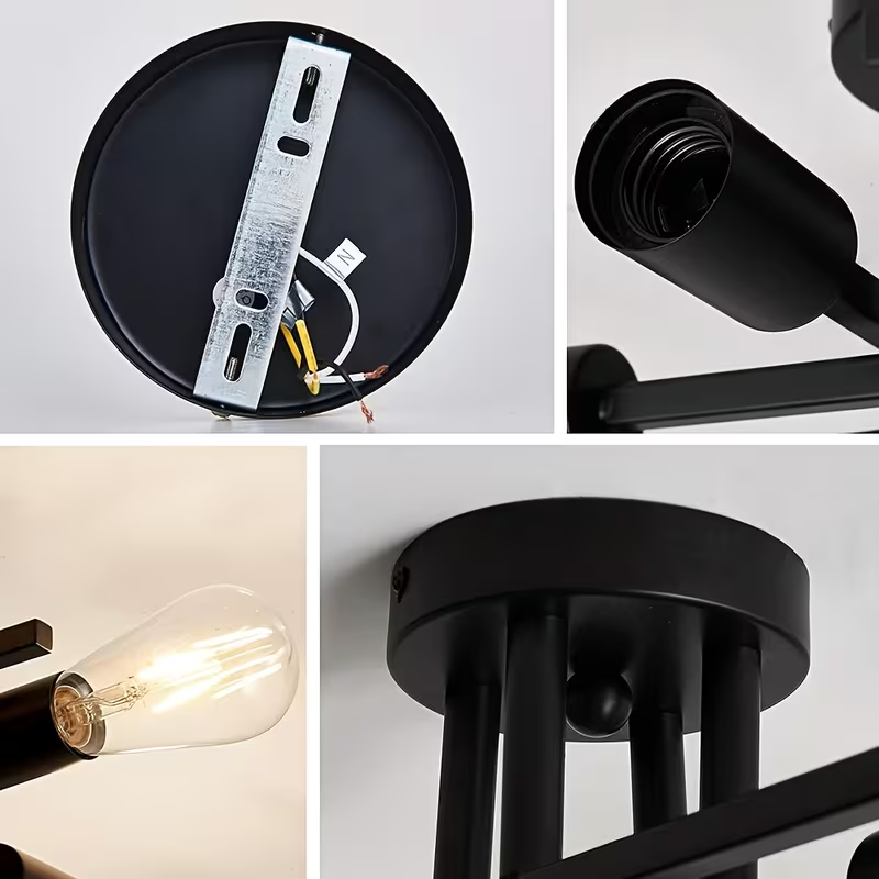 Modern Industrial Style Black 4-Bulb Flush Mount Ceiling Light Semi Flush Mount Lighting Fixture for Kitchen Hallway Laundry h132a79825b734cdd91391224aa9ac014s