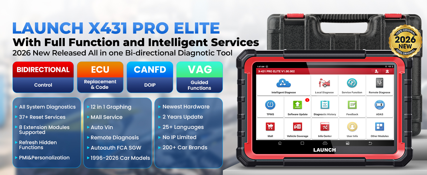 US EU Warehouse 2026 LAUNCH X431 PRO ELITE Bidirectional Car Diagnostic Tool Machine 2 Years Free hc17d592b3e74465baacd4e7cbdfe856c9